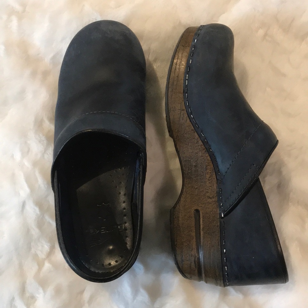 Dansko Blue Leather Clogs